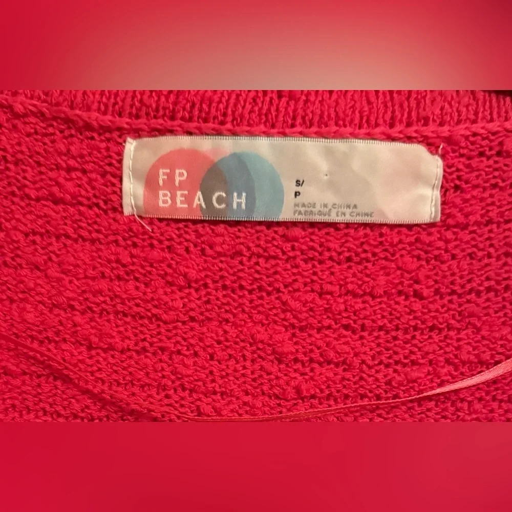 Free People Beach Carter Collared V Neck Polo Sweater Textured Fuchsia - Picture 3 of 7
